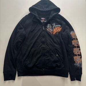 No fear Y2K skull zip up hoodie